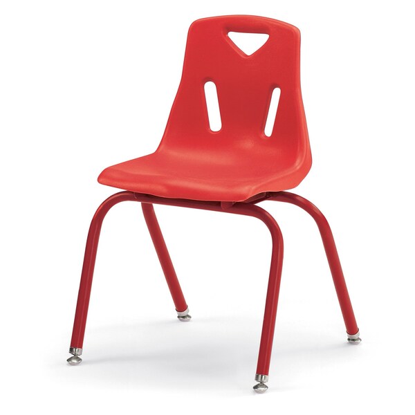 Berries Stacking Chairs with Powder-Coated Legs, 16 in. Ht, Set of 6, Red